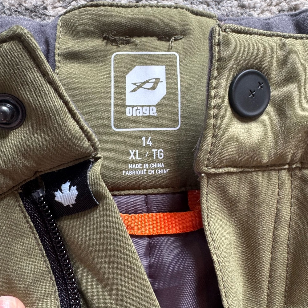 Orage Youth Snow Pants in Olive Canadian Brand